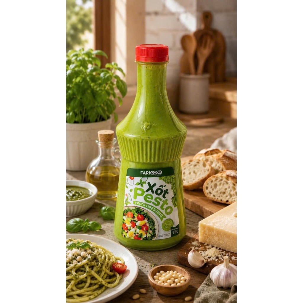 Sốt Pesto 1kg Vị Ý Chuyên Dùng Cho Mì Ý Pasta Pizza