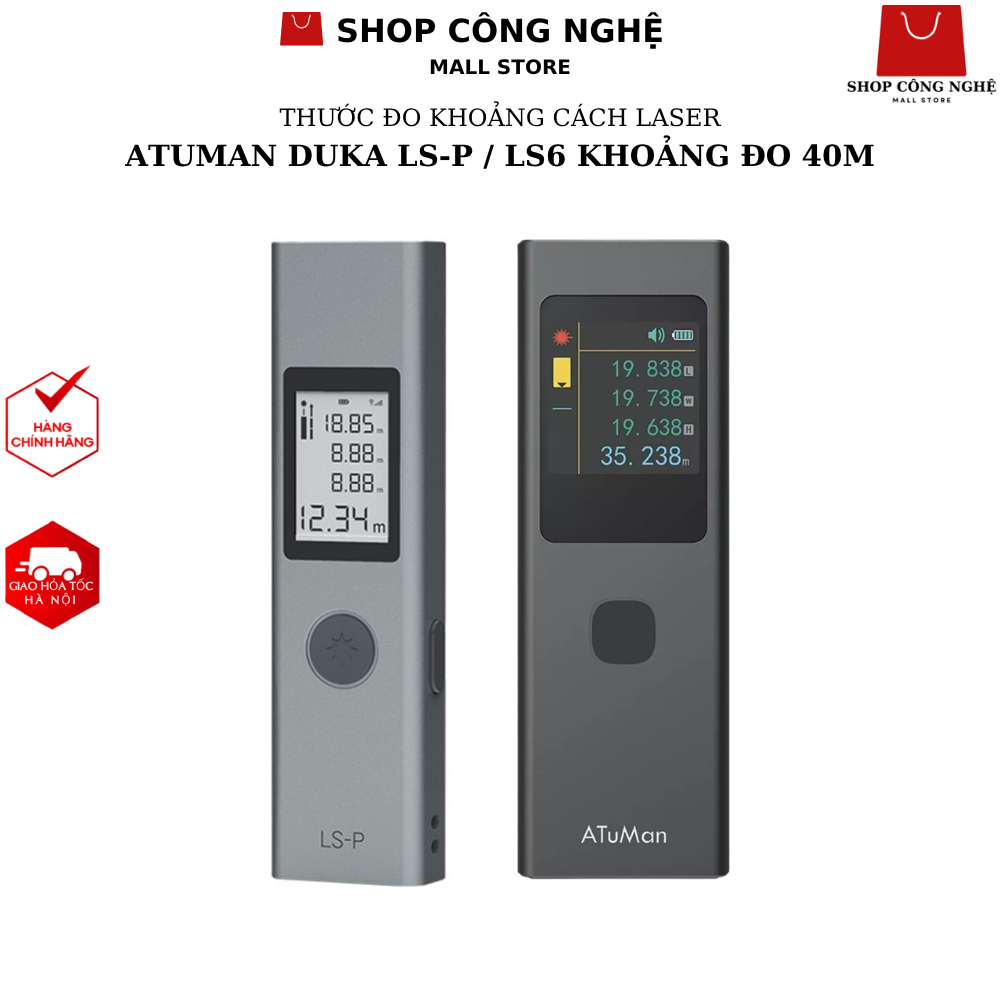 Thước laser, máy do khoảng cách laser Atuman Duka LS-P, Atuman Duka LS6 khoảng đo 40m - BH 3 tháng