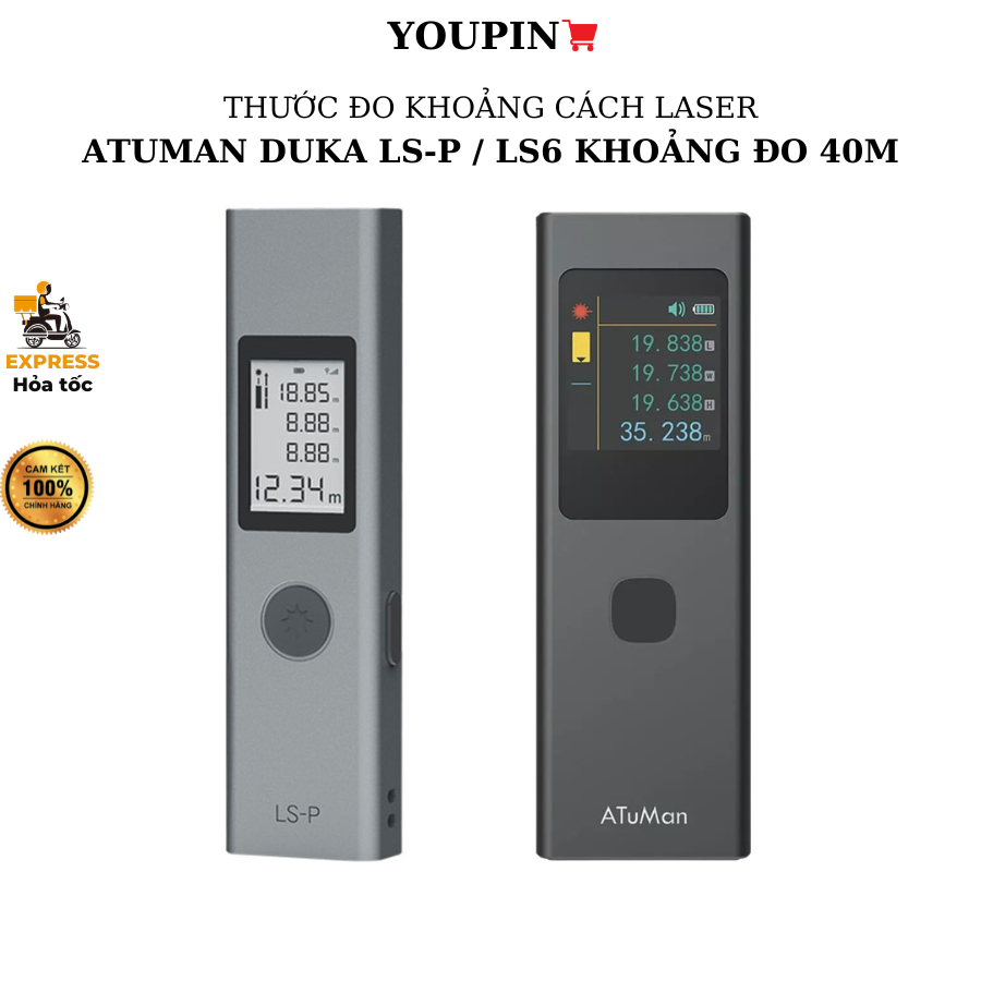 Thước laser, máy do khoảng cách laser Atuman Duka LS-P, Atuman Duka LS6 khoảng đo 40m - BH 3 tháng