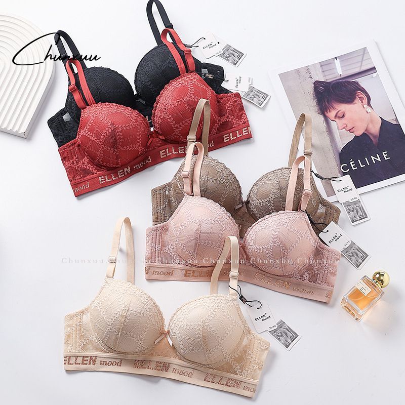 Áo Lót Ren Lưới Vân Lá Ellen Mood Siêu Nâng Ngực Không Gọng Đệm Dày 5Cm CHUNXUU- AV128