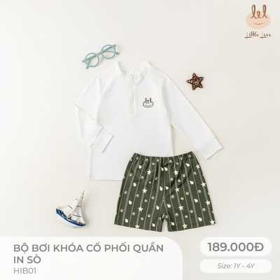 BỘ ĐỒ BƠI KHÓA KÉO DÁNH CHO BÉ LIL LITTLE LOVE [ SIÊU MỀM, MÁT, MỊN CO DÃN VÀ THẤM HÚT TỐT] SZ 1Y - 4Y (HIB01)