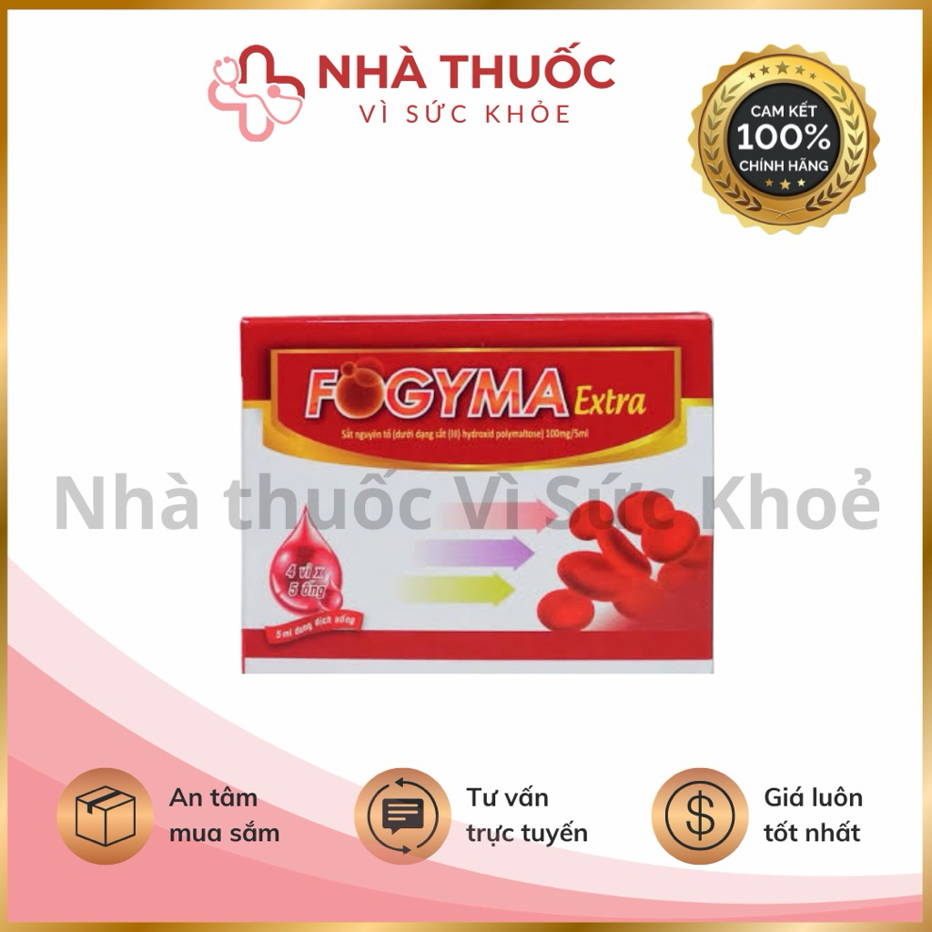 ✅[Chính Hãng] Dung dịch uống Fogyma Extra bổ sung sắt, bổ máu (4 vỉ x 5 ống)