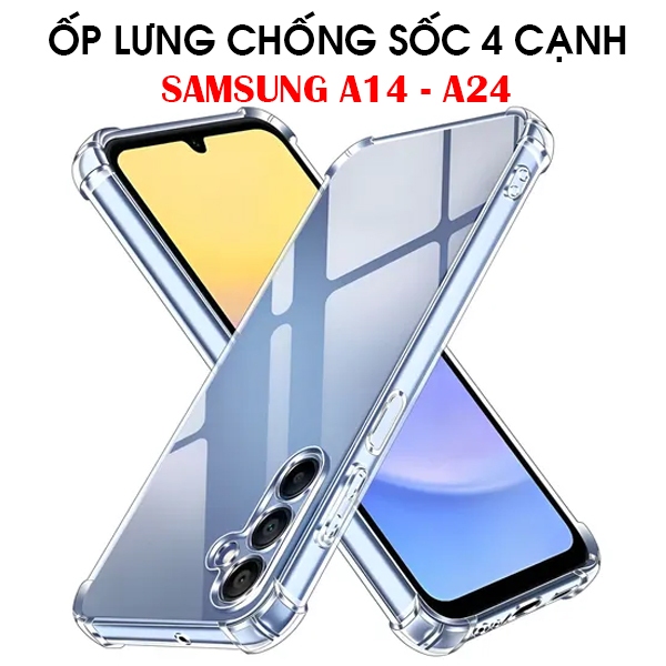 Ốp lưng Samsung A14 / A24 trong suốt chống sốc , silicon dẻo trong cao cấp