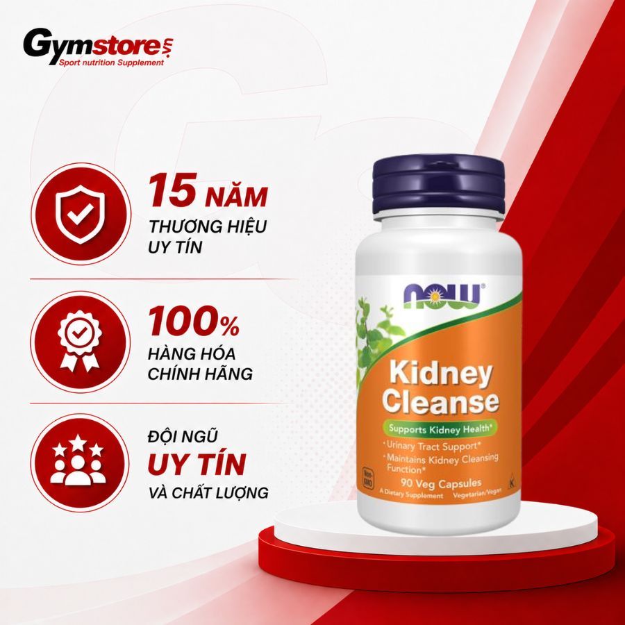 Viên uống Now Kidney Cleanse (90 viên) - Hỗ trợ tiết niệu đào thải độc tố - Gymstore