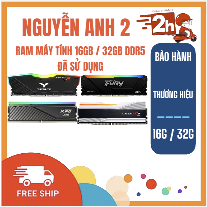 Ram máy tính 16GB / 32GB DDR5 đã sử dụng 4800/5200/5600/6000mhz