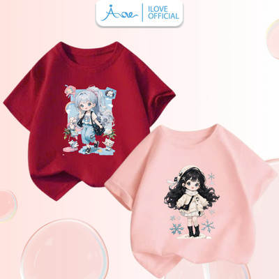[MỚ] Áo thun cộc tay cho bé gái AORE, Áo phông in hình Em bé xinh xỉu, cute, hot hot COTTON mềm mịn thoáng mát 9-36kg