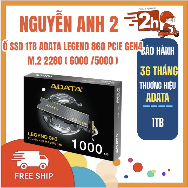 Ổ cứng SSD M2-PCIe 1TB ADATA LEGEND 860 Gen4  NVMe 2280-NEW