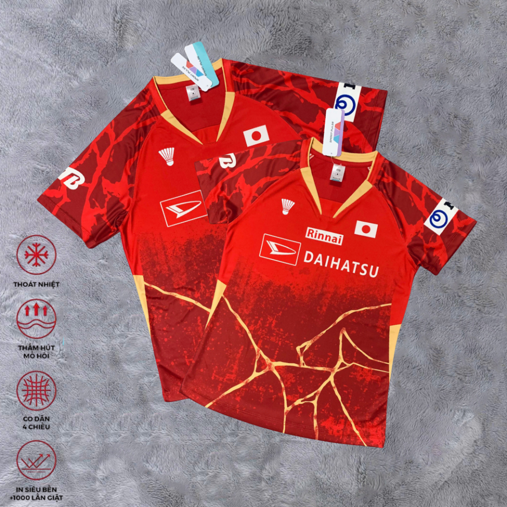 Áo Cầu Lông Đỏ Thể Thao Tuyển Nhật Bản Draha, Thiết Kế Mới Nhất 2026 Đủ Size M L XL XXL Nam Nữ