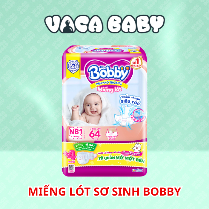 Miếng lót sơ sinh Bobby size NB1 64 miếng