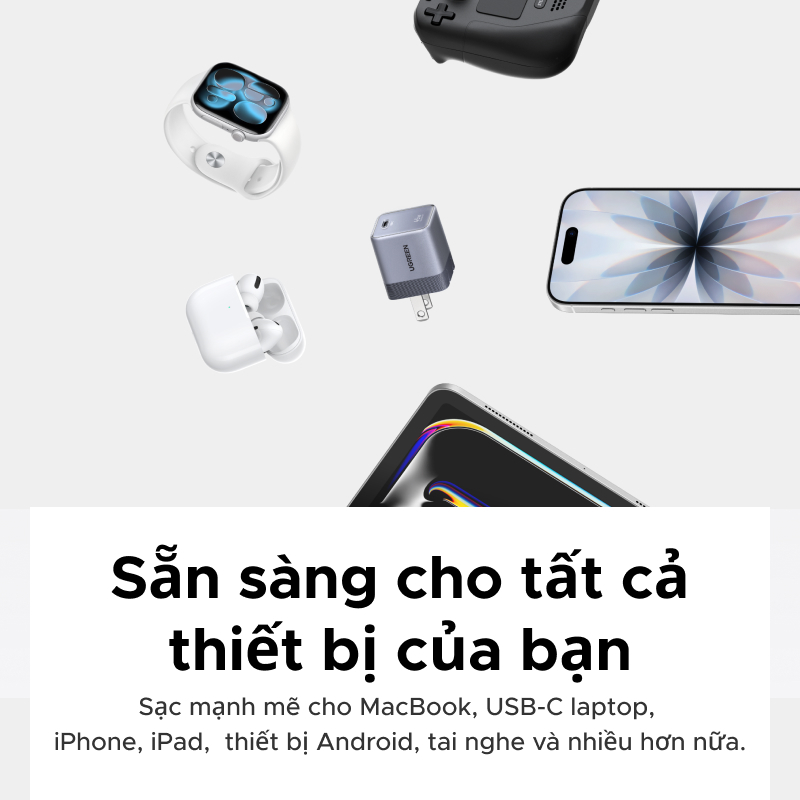【45W Mini】UGREEN 45W Nexode Air GaN Sạc Nhanh USB-C Sạc Tường, Bộ Sạc Màu Xám Cho iPhone 17 Pro Max Samsung S26 Ultra | BigBuy360 - bigbuy360.vn