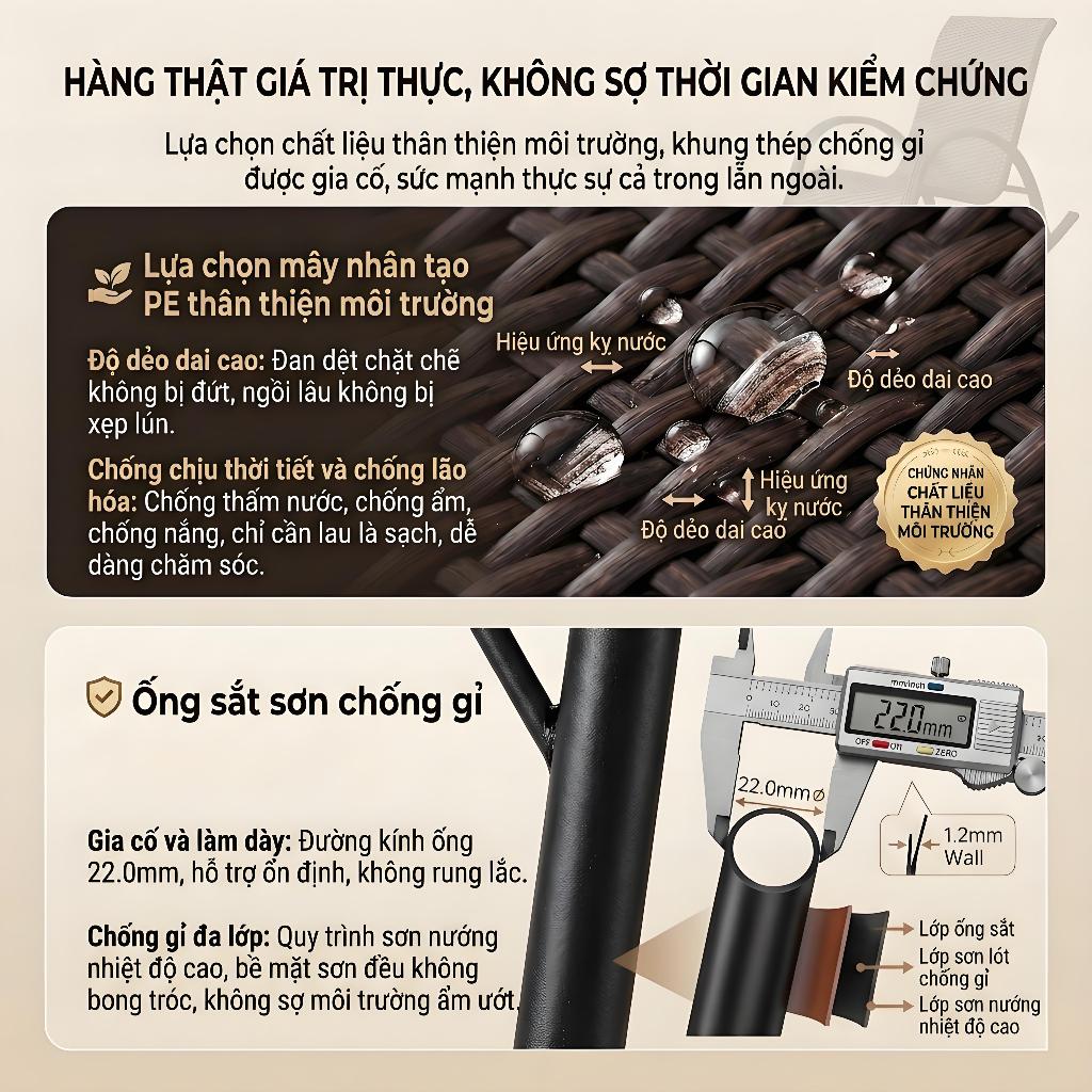 ALVIN Ghế lười mây Thư Giãn Ghế Bập Bênh Đôi Có Gác Chân Ghế Sofa Lười Khung Thếp Nghề mây tre đan | BigBuy360 - bigbuy360.vn