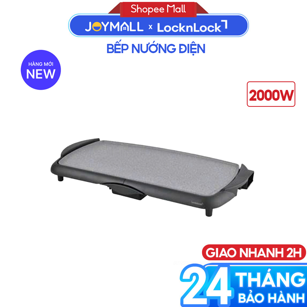 Bếp Nướng Điện LocknLock Electric Grill Pan EJG262BLK 2000W, Hàng Chính Hãng, Có Tay Cầm - JoyMall