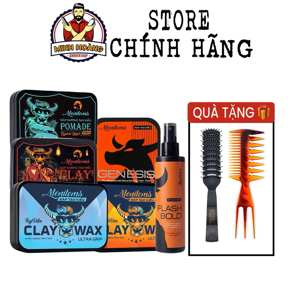 Sáp vuốt tóc Menitems Nutrient Styling Pomade, Clay, Tropical Wind, Perfect Night, Gentle Blue