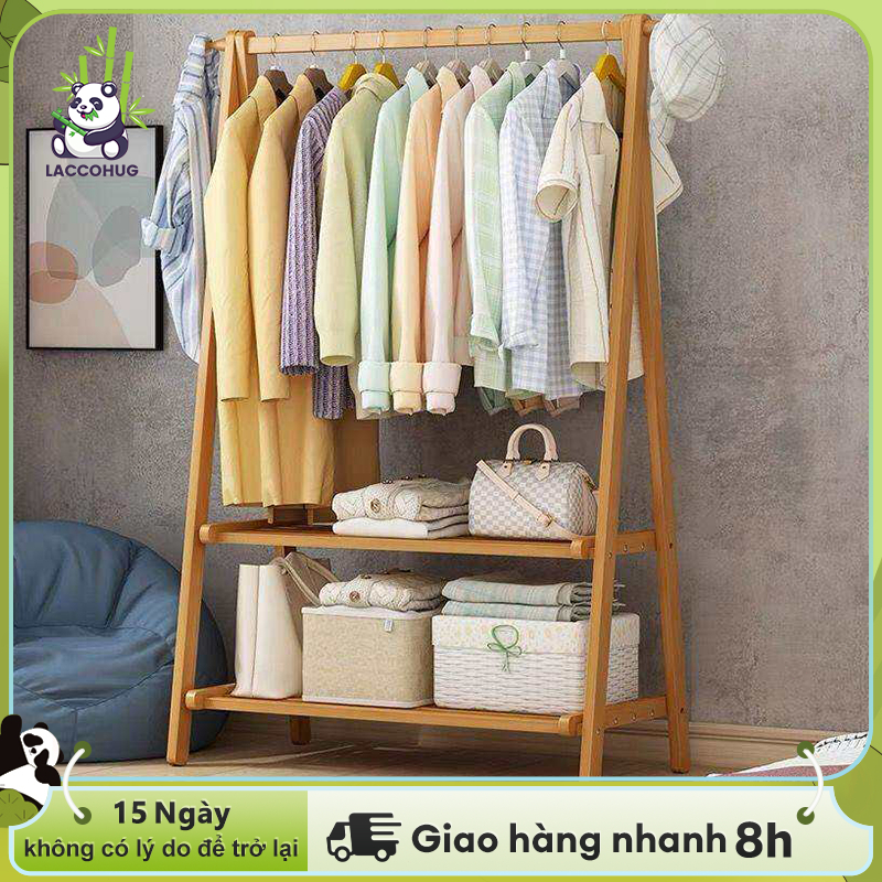 LACCOHUG Kệ Treo Quần Áo Có thể gập  giá treo áo phòng ngủ  lạichất liệu tre tự nhiêncao cấp