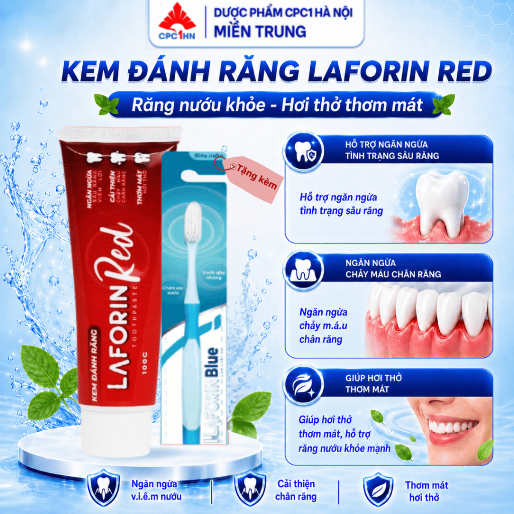 Kem Đánh Răng Laforin Red -  Làm Sạch, Giảm Mùi Hôi Miệng, Răng, Nướu và Lợi Chắc Khỏe 100g/180g