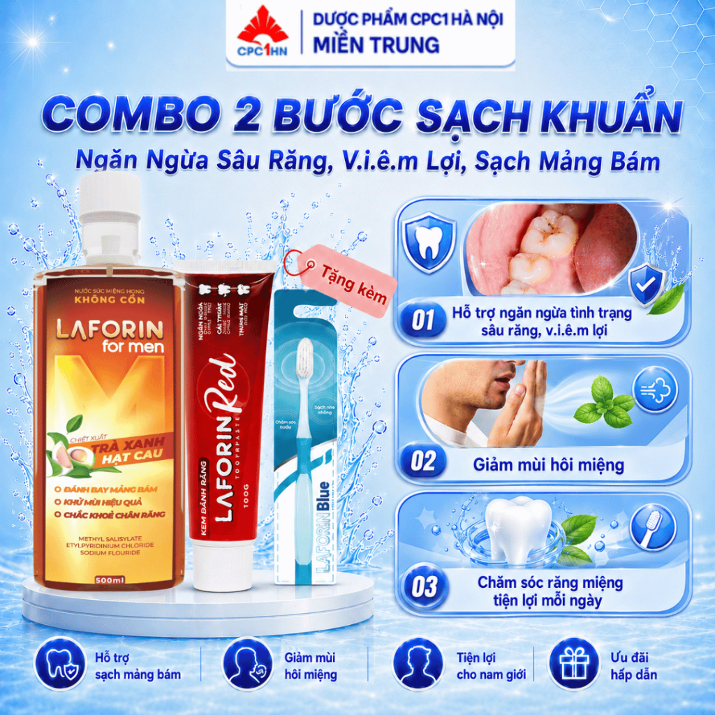 Combo NSM Thảo Dược Laforin Formen & KĐR Laforin Red - Làm Sạch Mảng Bám, Giảm Mùi Hôi Khó Chịu