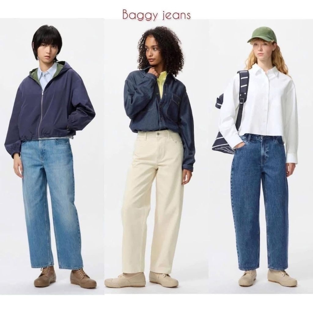 Quần jean baggy JWA của uniqlo(chính hãng)xanh nhạt size 26 lên dáng siêu xinh