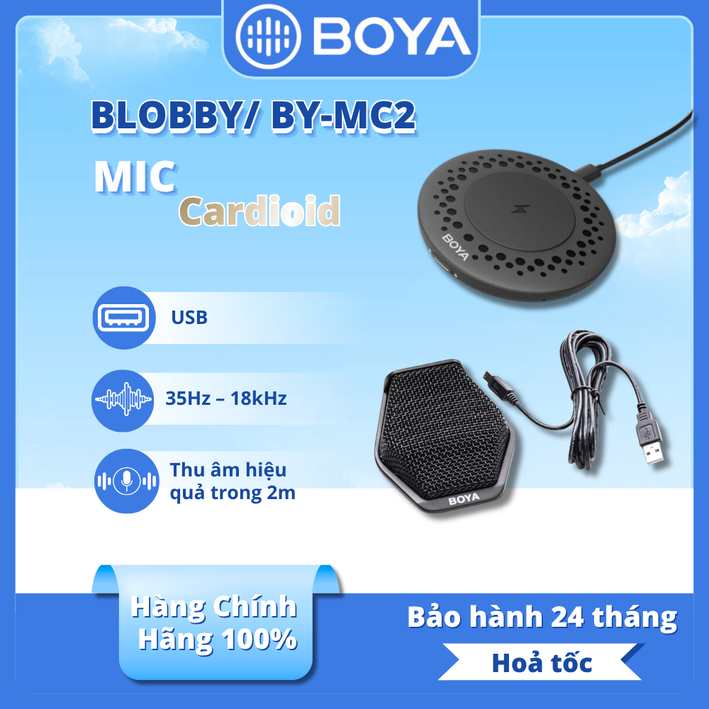 BOYA Blobby Micro hội nghị / BOYA BY-MC2 - Hàng Chính Hãng - Mic thu âm cổng USB dành cho Máy tính