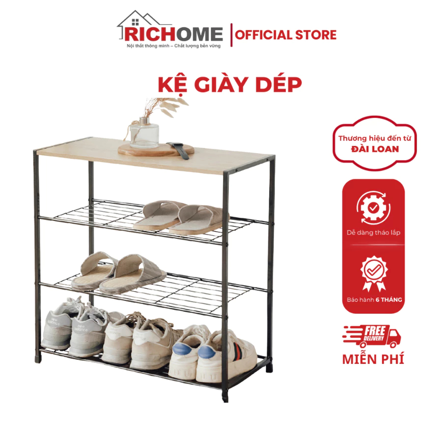 [FURNI HOME]  Kệ giày đa năng RICHOME SC224, Kệ giày thông minh 4 tầng ,chắc chắn, tiện lợi - Hàng n
