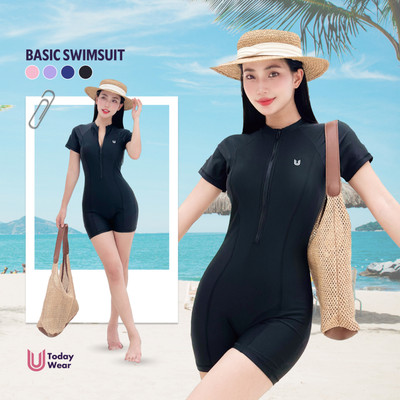 Đồ bơi nữ liền thân tay ngắn Basic One-Piece Swimsuit Today U Wear không thấm nước chống tia UV 50+