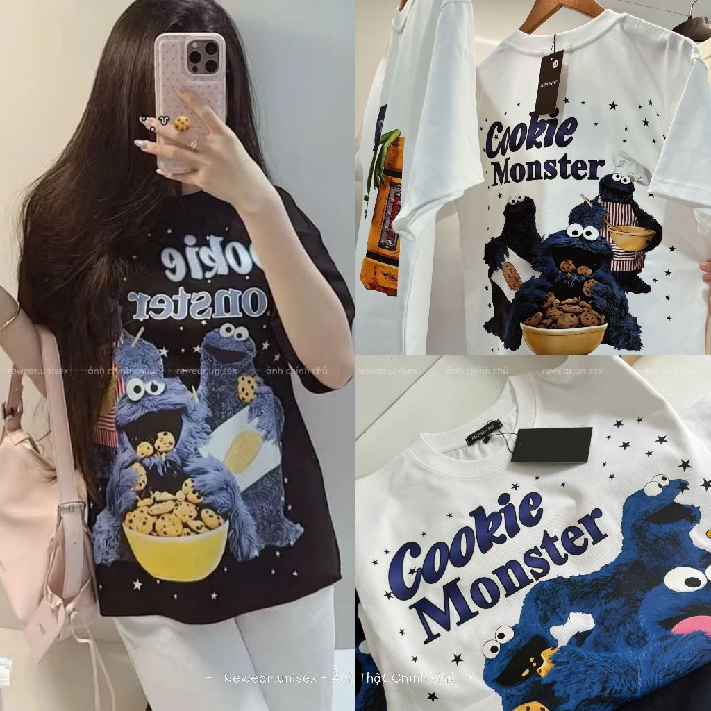 ÁNH THẬT Áo Thun Hàng Best Quality Hình In Hoạt Hình Siêu Nét Monster Cartoon Chất Cotton Dày Mịn