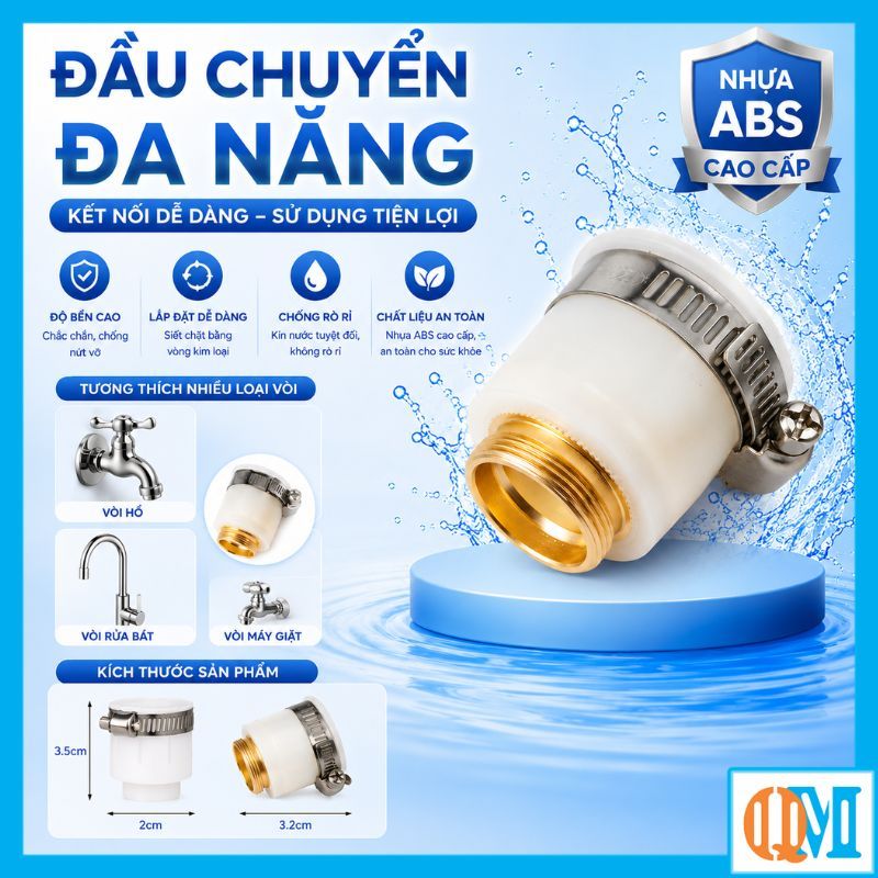 Đầu chuyển đa năng từ phi 23-27-32 về phi 22, dùng cho vòi nước, vòi rửa bát, đầu vòi tăng áp