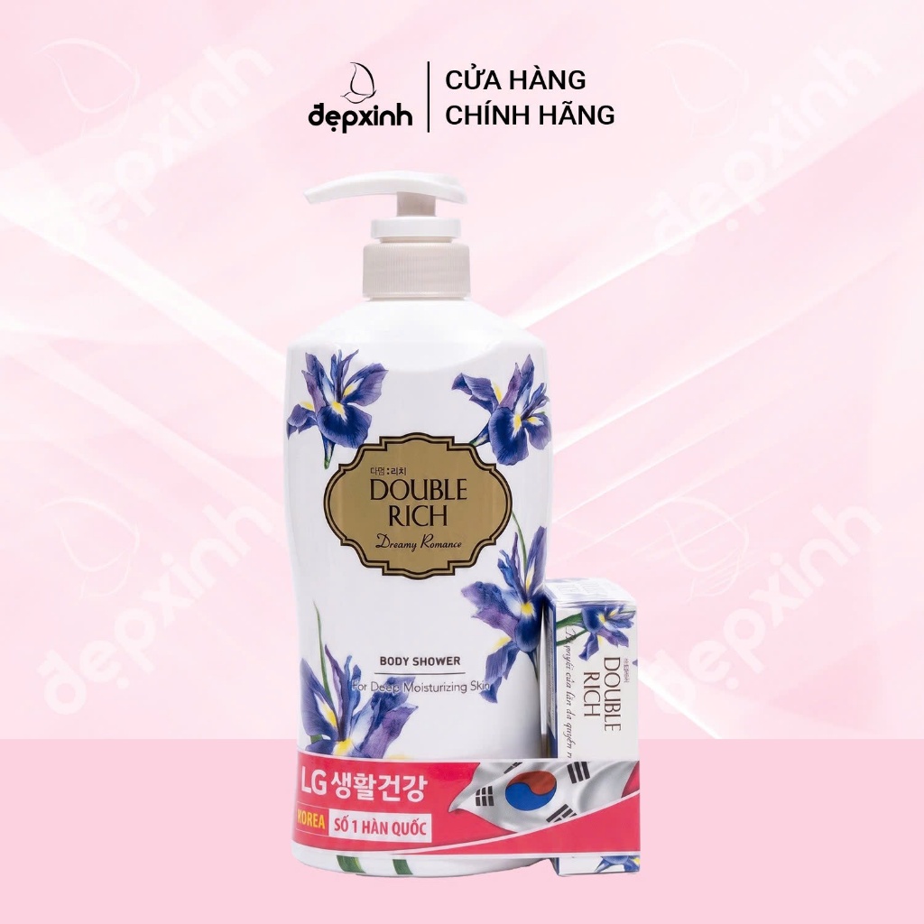 [TẶNG XÀ BÔNG CỤC] Sữa tắm Double Rich hoa Iris 550g