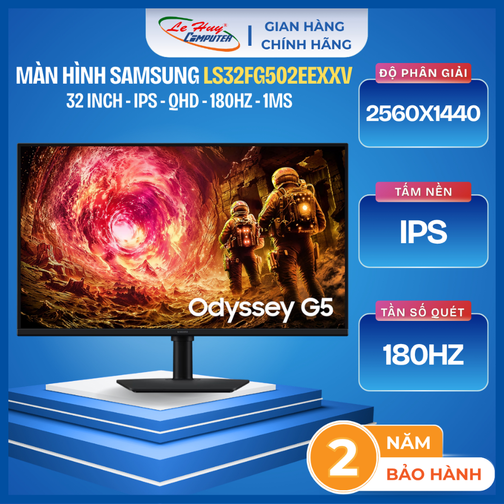 Màn Hình Gaming SAMSUNG 32 Inch Odyssey G5 G50F LS32FG502EEXXV QHD 180Hz  - Hàng Chính Hãng