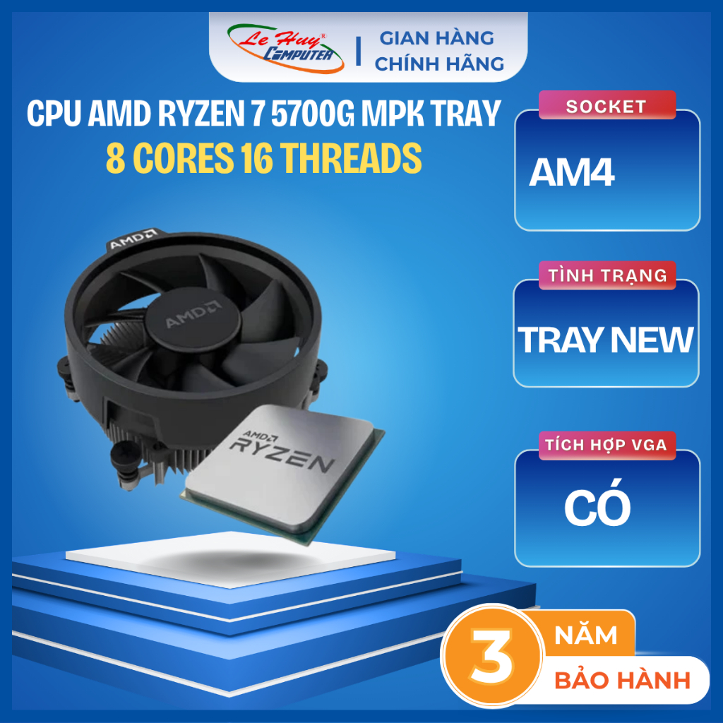 CPU AMD Ryzen 7 5700G MPK Tray+ Kèm Fan - Hàng Chính Hãng