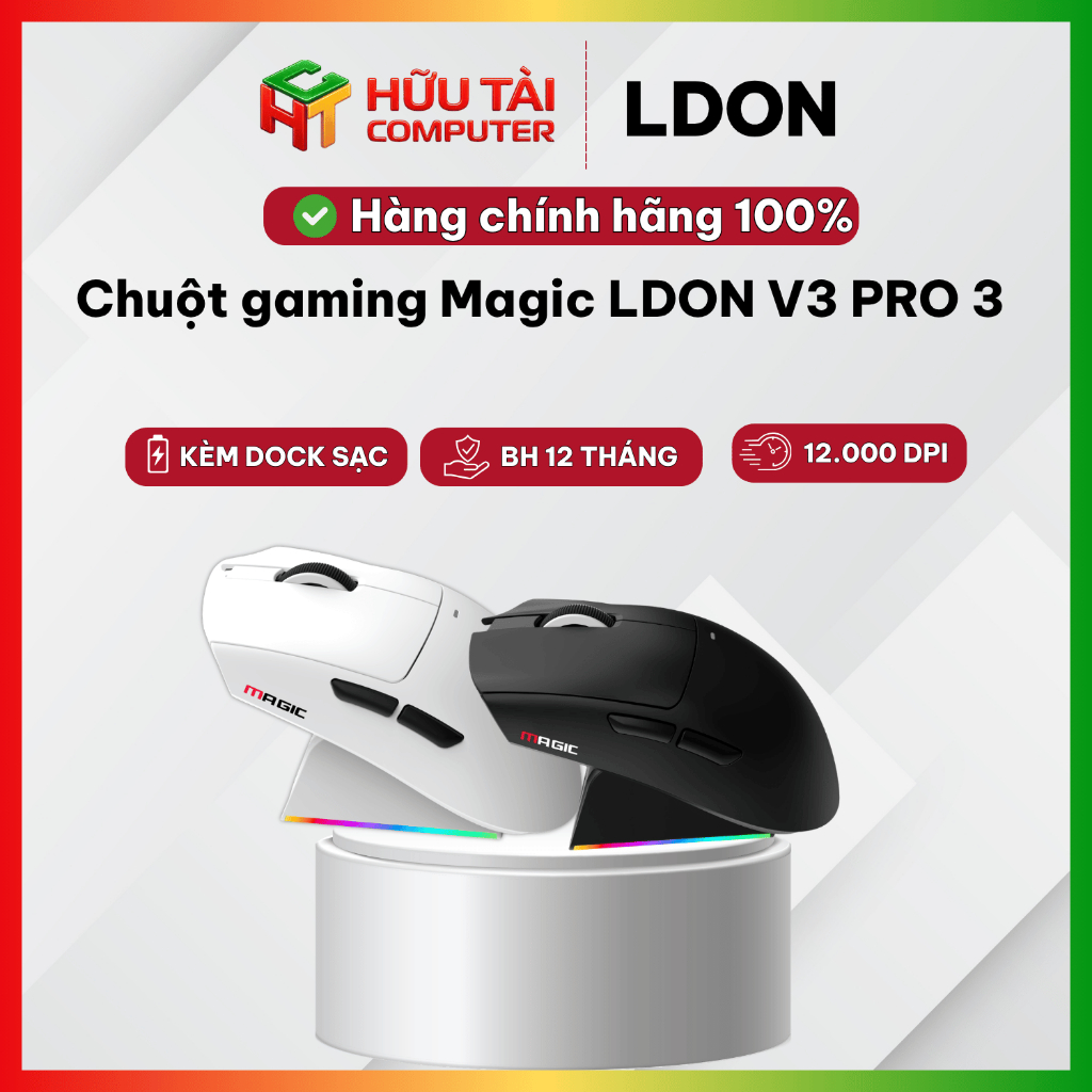 Chuột gaming Magic LDON V3 PRO 3 MODE kèm Dock sạc