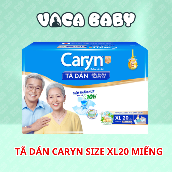 (Mẫu mới) Tã bỉm dán Caryn người lớn size đại XL20 miếng
