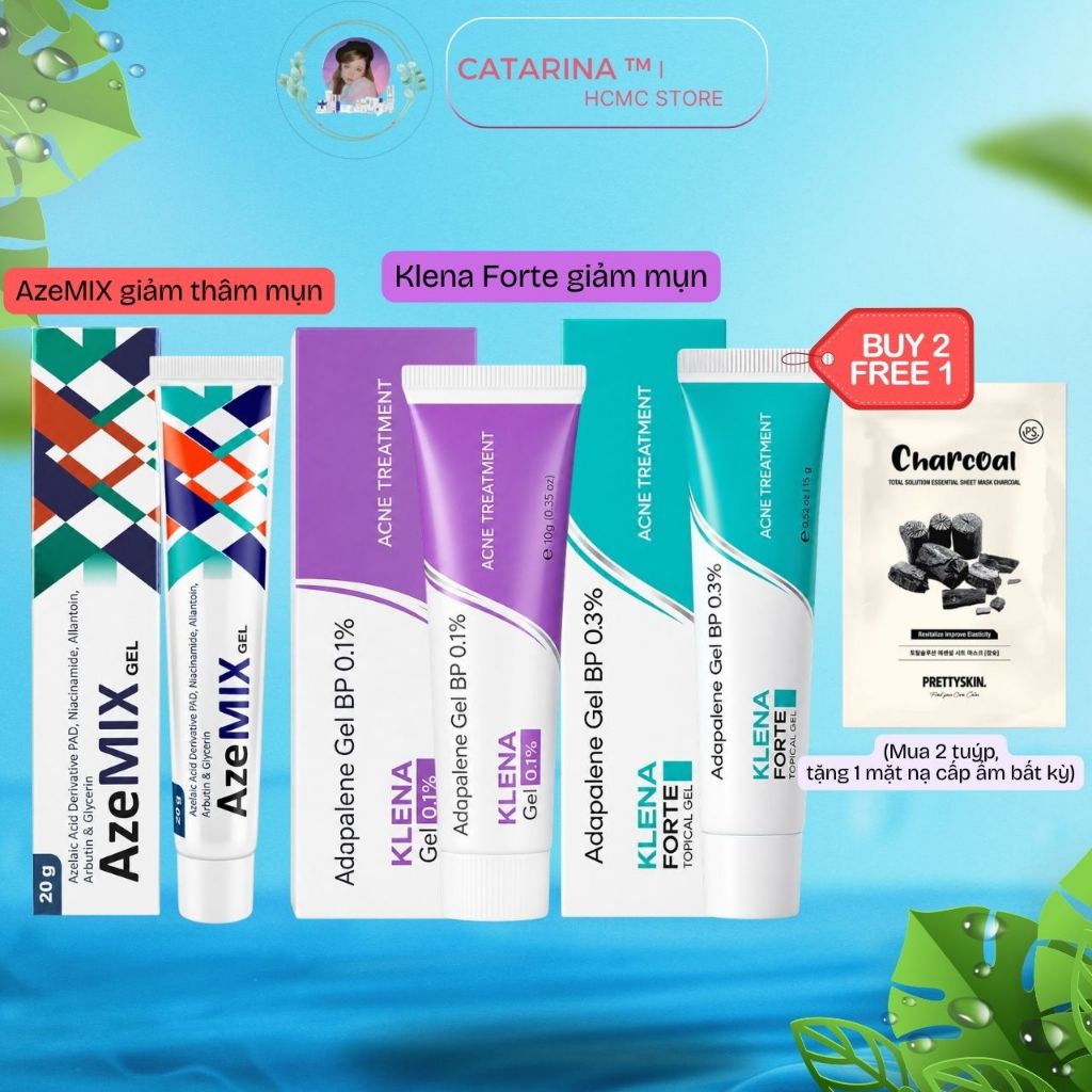 AzeMIX 20% | Klena 0.1% | Klena 0.3% | Gel bôi hỗ trợ giảm mụn giảm thâm, làm đều màu da