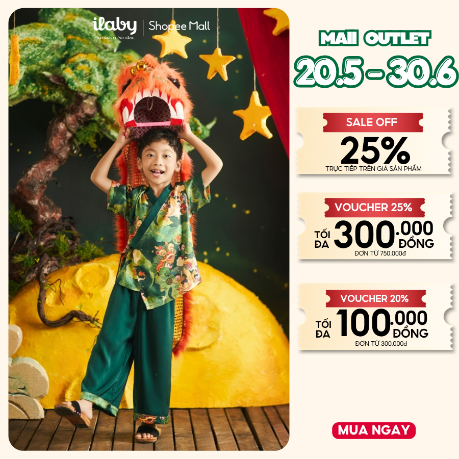 Set bộ bé trai ILABY set bộ Tết bé trai cổ giao lĩnh chất liệu lụa mềm THU HOAN [3455]