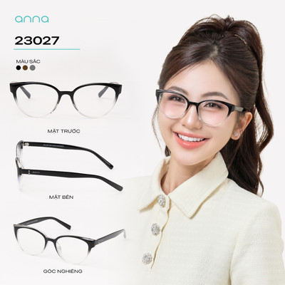 Gọng kính thời trang nam nữ ANNA chất liệu nhựa dáng mắt mèo cá tính 23027