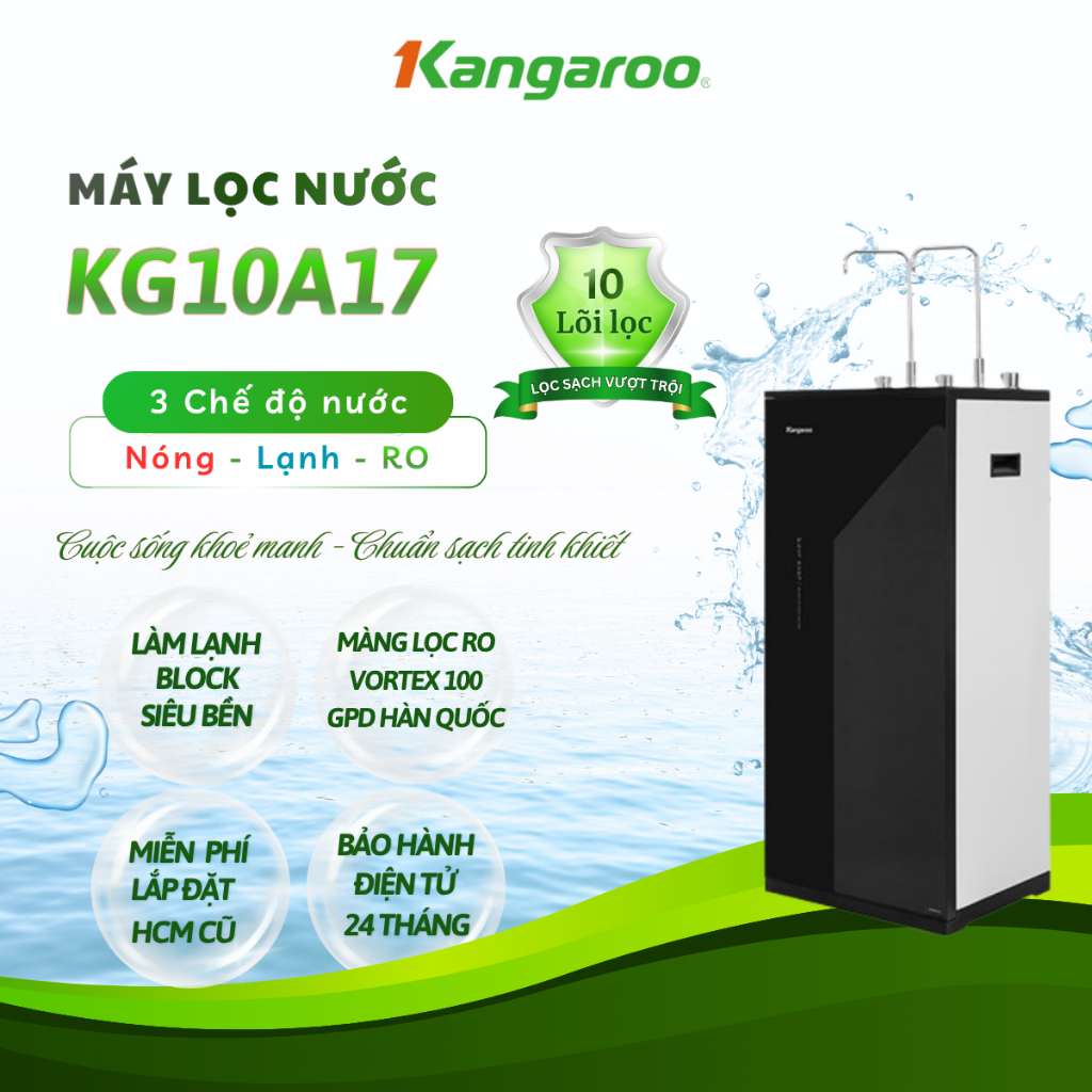 Máy Lọc Nước RO Nóng Nguội Lạnh Kangaroo KG10A17 10 lõi - KG10A17 - Mễn phí lắp đặt TP.HCM