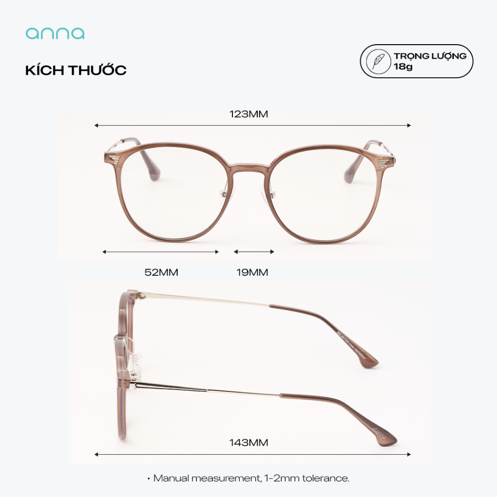 Gọng kính cận thời trang nam nữ ANNA dáng vuông unisex cá tính 72598 | BigBuy360 - bigbuy360.vn