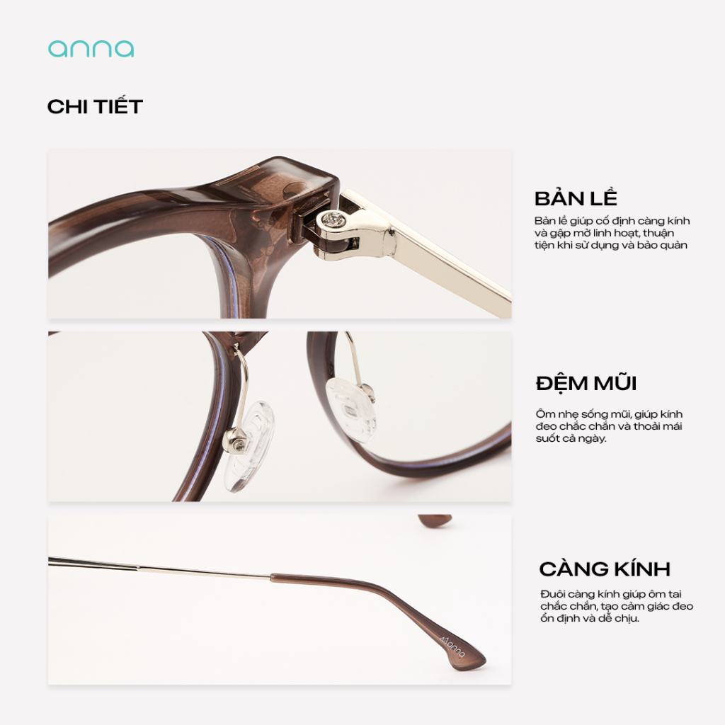 Gọng kính cận thời trang nam nữ ANNA dáng vuông unisex cá tính 72598 | BigBuy360 - bigbuy360.vn
