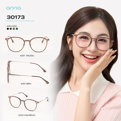 Kính mắt thời trang nữ ANNA dáng tròn chất liệu nhựa mix kim loại hiện đại chắc chắn 30173
