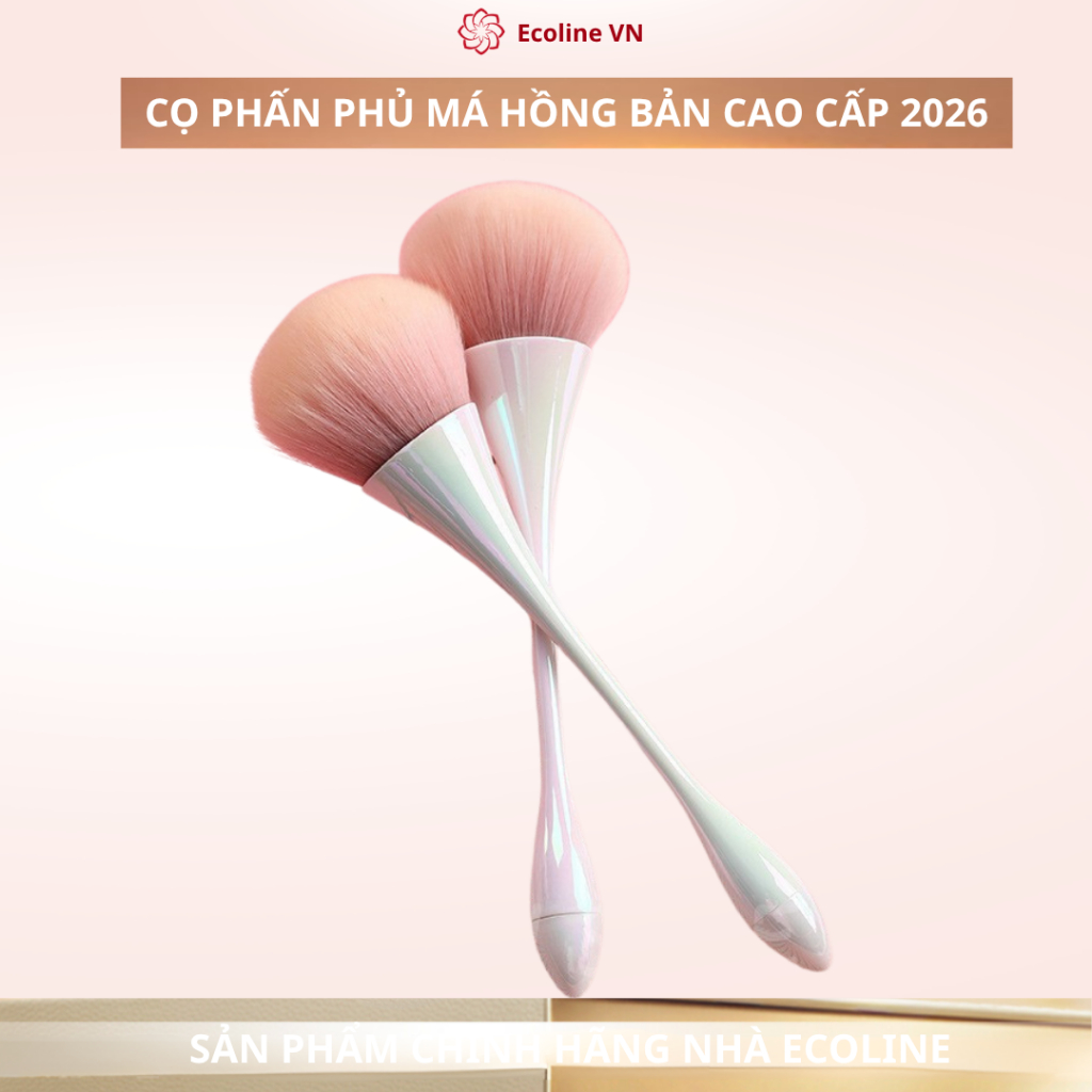 Ecoline cọ phấn phủ má hồng thân gỗ màu ngọc trai chất lông cực mềm mịn
