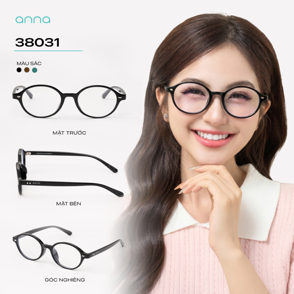 Gọng kính cận thời trang nam nữ ANNA chất liệu nhựa cao cấp dáng oval unisex cá tính OL 38031 | BigBuy360 - bigbuy360.vn