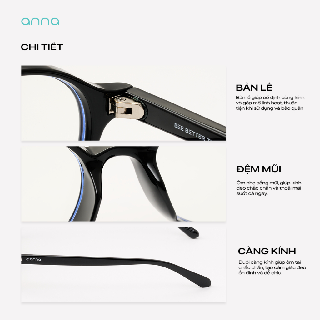 Gọng kính cận thời trang nam nữ ANNA chất liệu nhựa cao cấp dáng oval unisex cá tính OL 38031 | BigBuy360 - bigbuy360.vn