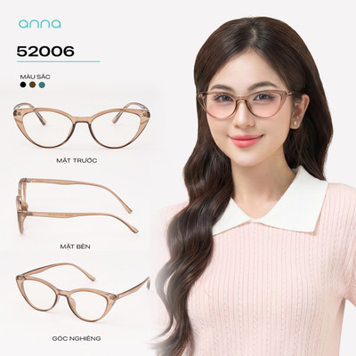 Gọng kính thời trang nữ ANNA chất liệu nhựa dáng mắt mèo hiện đại trendy cá tính OL 52006