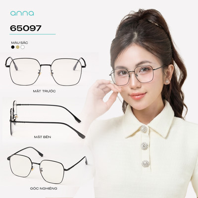 Gọng kính thời trang nam nữ ANNA dáng vuông chất liệu kim loại mỏng nhẹ chắc chắn 65097