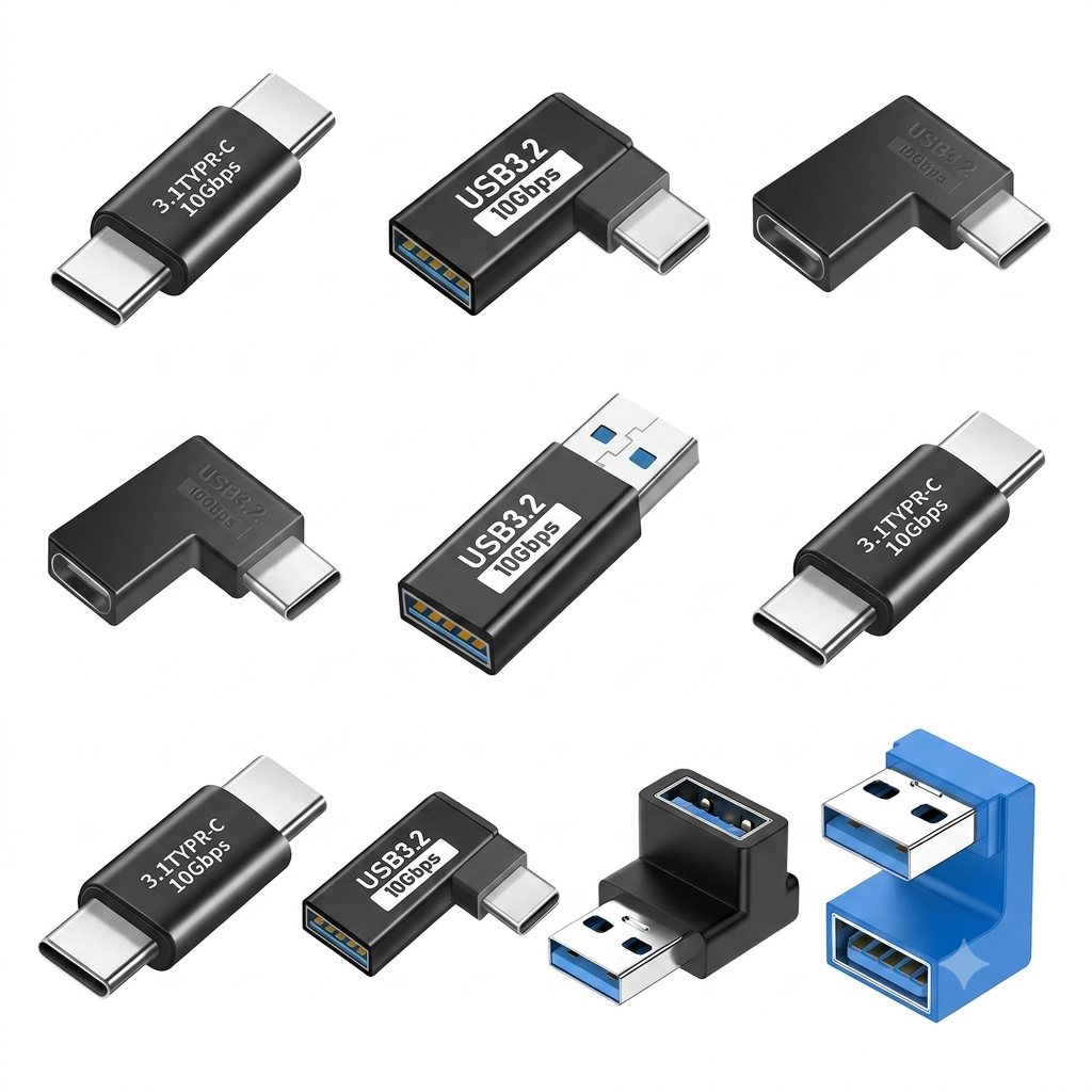 Cổng Chuyển Đổi TYPE C qua USB - USB qua TYPE C - Đầu Chuyển TYPE C 90 ĐỘ - Đầu Chuyển USB 90 ĐỘ
