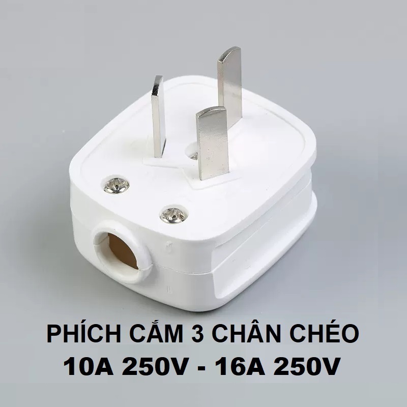 Phích Cắm Điện 3 Chân Chéo 10A 250V - 16A 250V ( Đơn tối thiểu 50K)