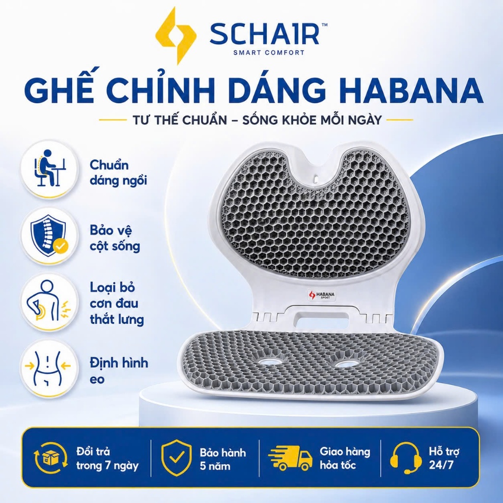 Ghế Công Thái Học Gấp Gọn HABANA SCHAIR, Ghế Tựa Lưng Chỉnh Dáng Gấp Gọn
