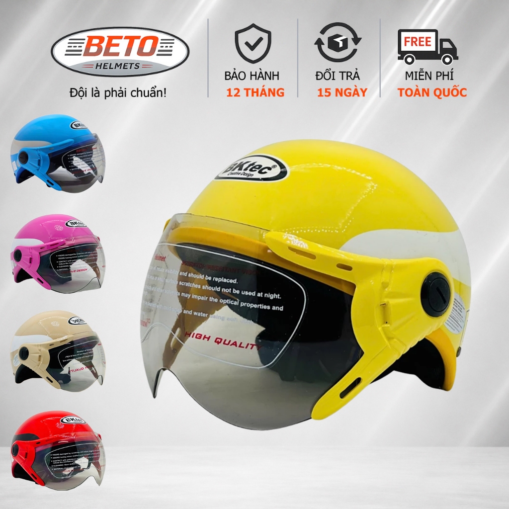 Mũ bảo hiểm nam nửa đầu có kính BKtec BK6 Designer chính hãng, nhiều màu cho cả nam và nữ, Freesize 