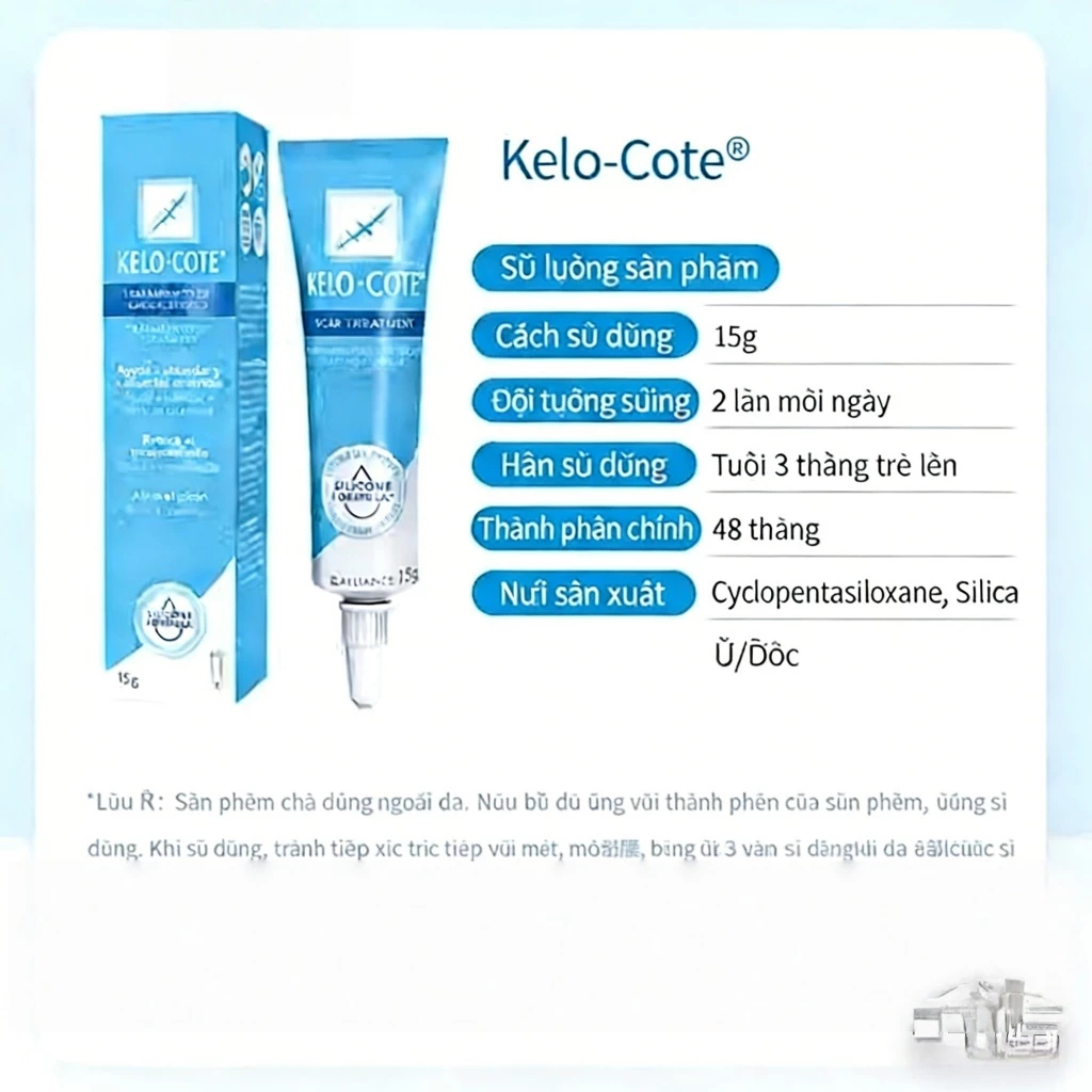 Kem chăm sóc da silicone Kelo-Cote 15g, dịu nhẹ bảo vệ da, làm mềm và mịn da, cải thiện vẻ ngoài vùn