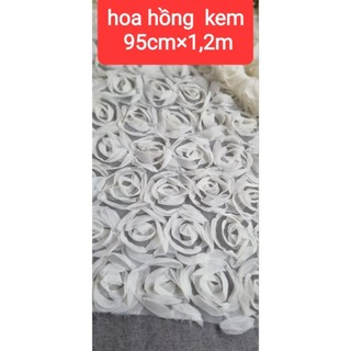 vải ren lưới hoa hồng nổi