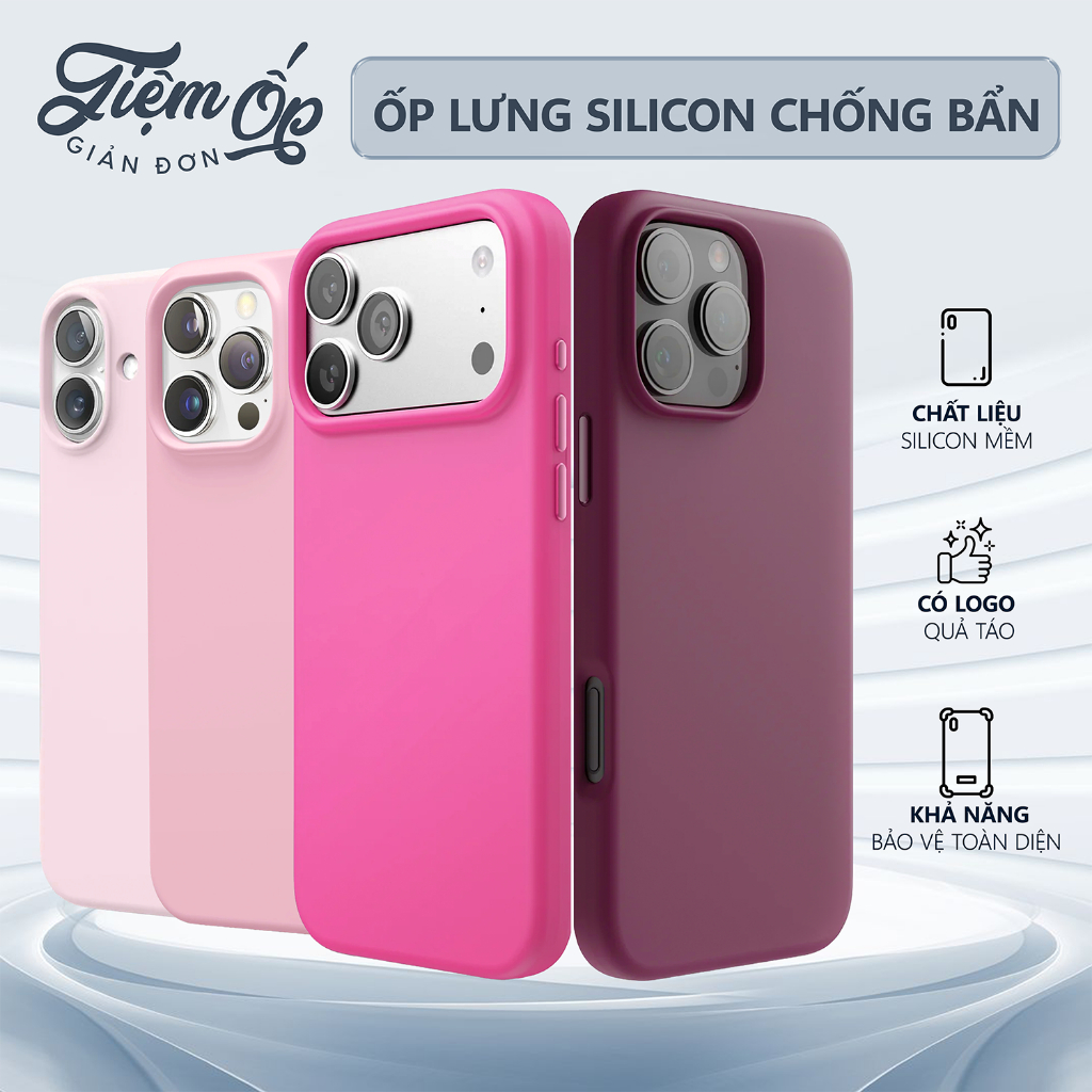 Ốp Lưng Silicone Chống Bẩn có L0g0 Cho iPhone – Camera theo từng dòng máy, Nhiều Màu, Cầm Êm Tay, Chống Trầy Xước